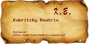 Kubritzky Beatrix névjegykártya